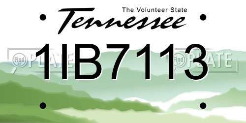 1IB7113 Tennessee License Plate