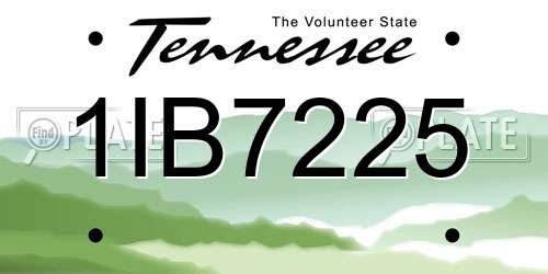 1IB7225 Tennessee License Plate