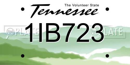 1IB723 Tennessee License Plate