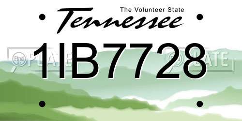 1IB7728 Tennessee License Plate