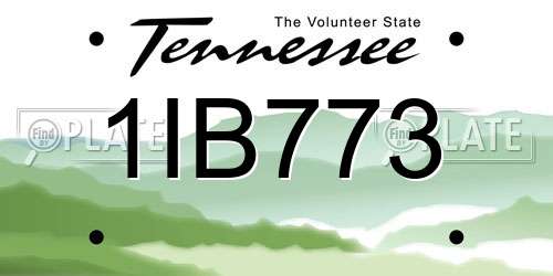 1IB773 Tennessee License Plate