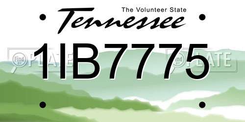 1IB7775 Tennessee License Plate
