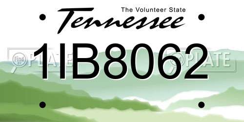 1IB8062 Tennessee License Plate