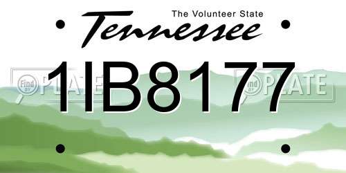 1IB8177 Tennessee License Plate