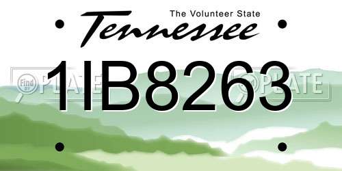 1IB8263 Tennessee License Plate