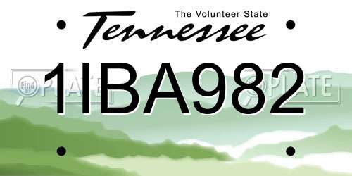 1IBA982 Tennessee License Plate