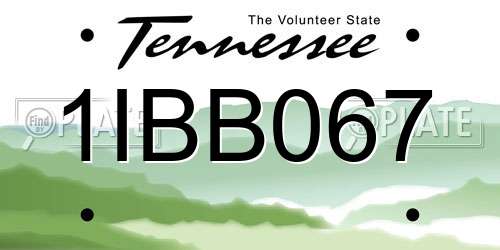 1IBB067 Tennessee License Plate