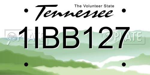 1IBB127 Tennessee License Plate