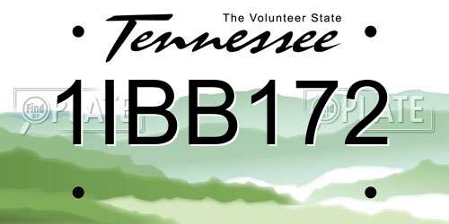 1IBB172 Tennessee License Plate
