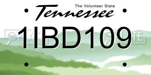 1IBD109 Tennessee License Plate