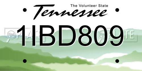 1IBD809 Tennessee License Plate