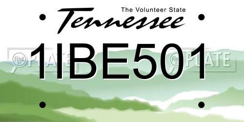 1IBE501 Tennessee License Plate