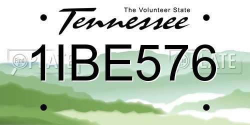 1IBE576 Tennessee License Plate