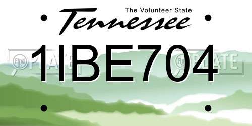 1IBE704 Tennessee License Plate
