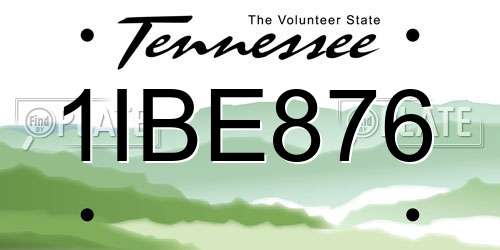 1IBE876 Tennessee License Plate