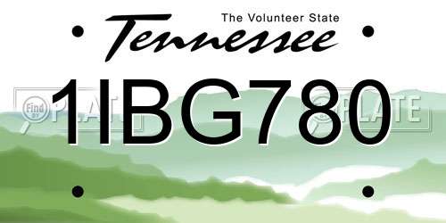 1IBG780 Tennessee License Plate