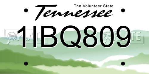 1IBQ809 Tennessee License Plate