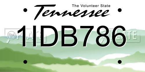 1IDB786 Tennessee License Plate