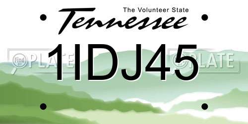1IDJ45 Tennessee License Plate