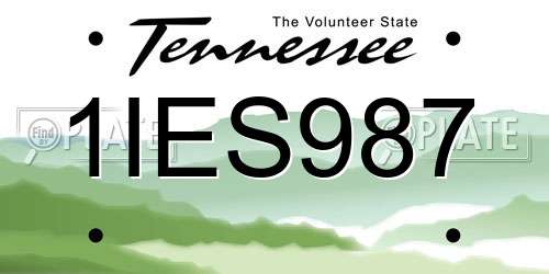 1IES987 Tennessee License Plate