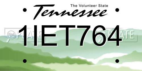 1IET764 Tennessee License Plate