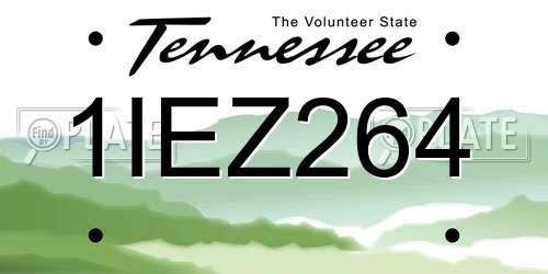 1IEZ264 Tennessee License Plate