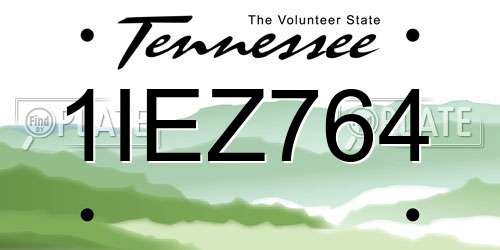 1IEZ764 Tennessee License Plate