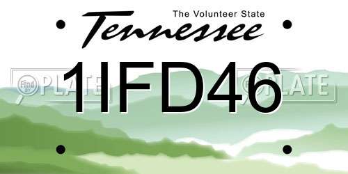 1IFD46 Tennessee License Plate
