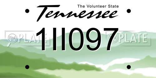 1II097 Tennessee License Plate