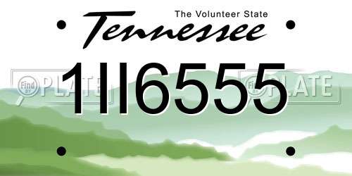 1II6555 Tennessee License Plate
