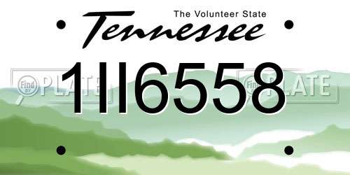 1II6558 Tennessee License Plate