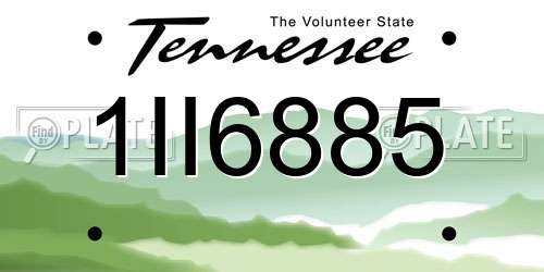 1II6885 Tennessee License Plate