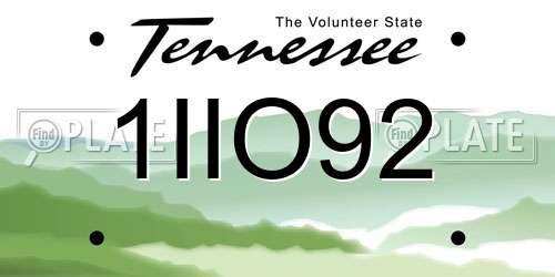 1IIO92 Tennessee License Plate
