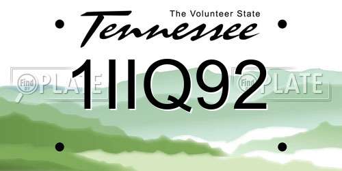 1IIQ92 Tennessee License Plate