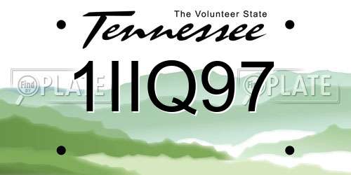 1IIQ97 Tennessee License Plate