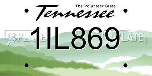 1IL869 Tennessee License Plate