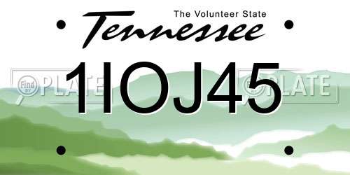 1IOJ45 Tennessee License Plate