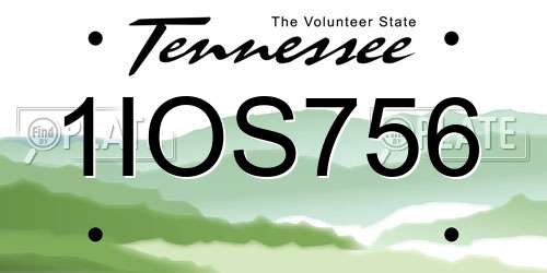 1IOS756 Tennessee License Plate