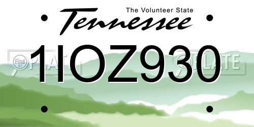 1IOZ930 Tennessee License Plate