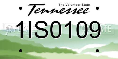 1IS0109 Tennessee License Plate