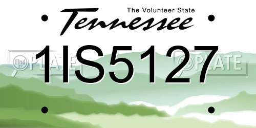 1IS5127 Tennessee License Plate