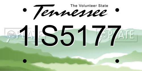 1IS5177 Tennessee License Plate