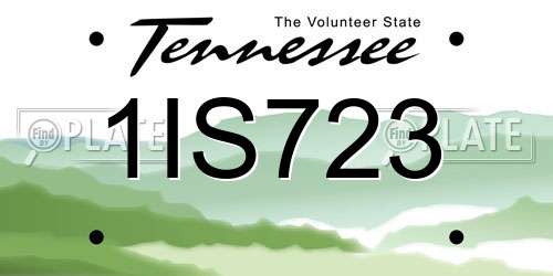 1IS723 Tennessee License Plate