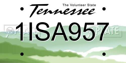 1ISA957 Tennessee License Plate
