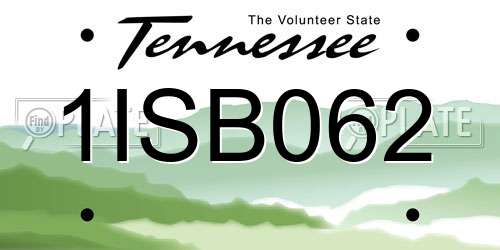 1ISB062 Tennessee License Plate