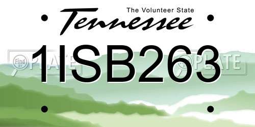 1ISB263 Tennessee License Plate