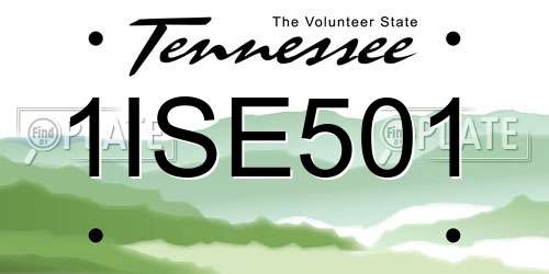 1ISE501 Tennessee License Plate