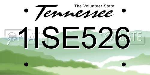 1ISE526 Tennessee License Plate