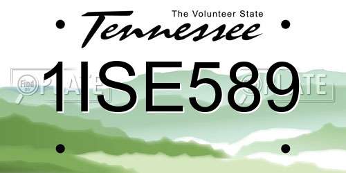 1ISE589 Tennessee License Plate