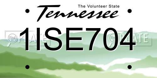 1ISE704 Tennessee License Plate